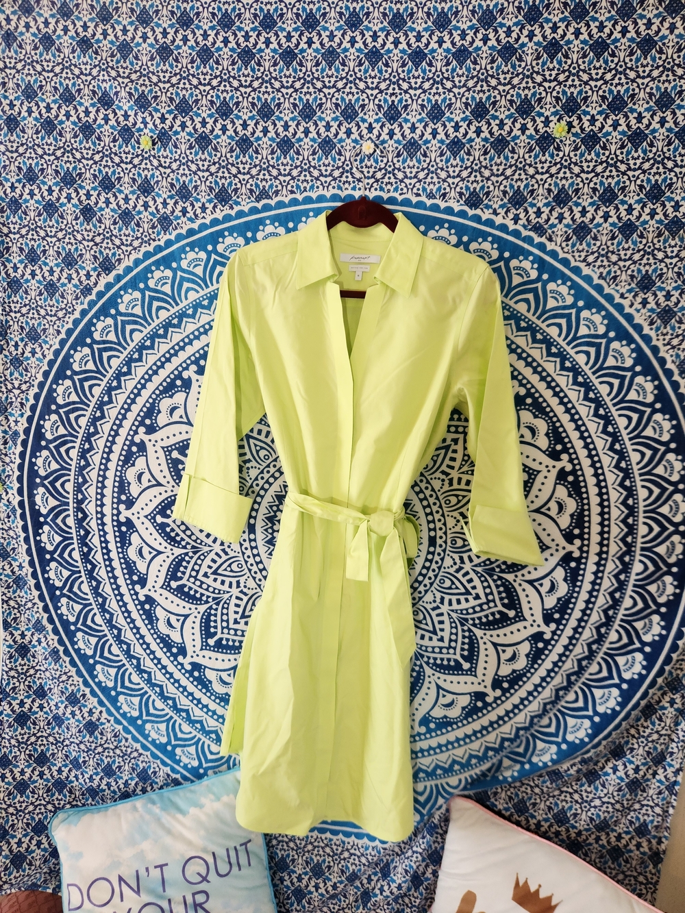 Foxcroft Lime Green Belted Shirt Dress